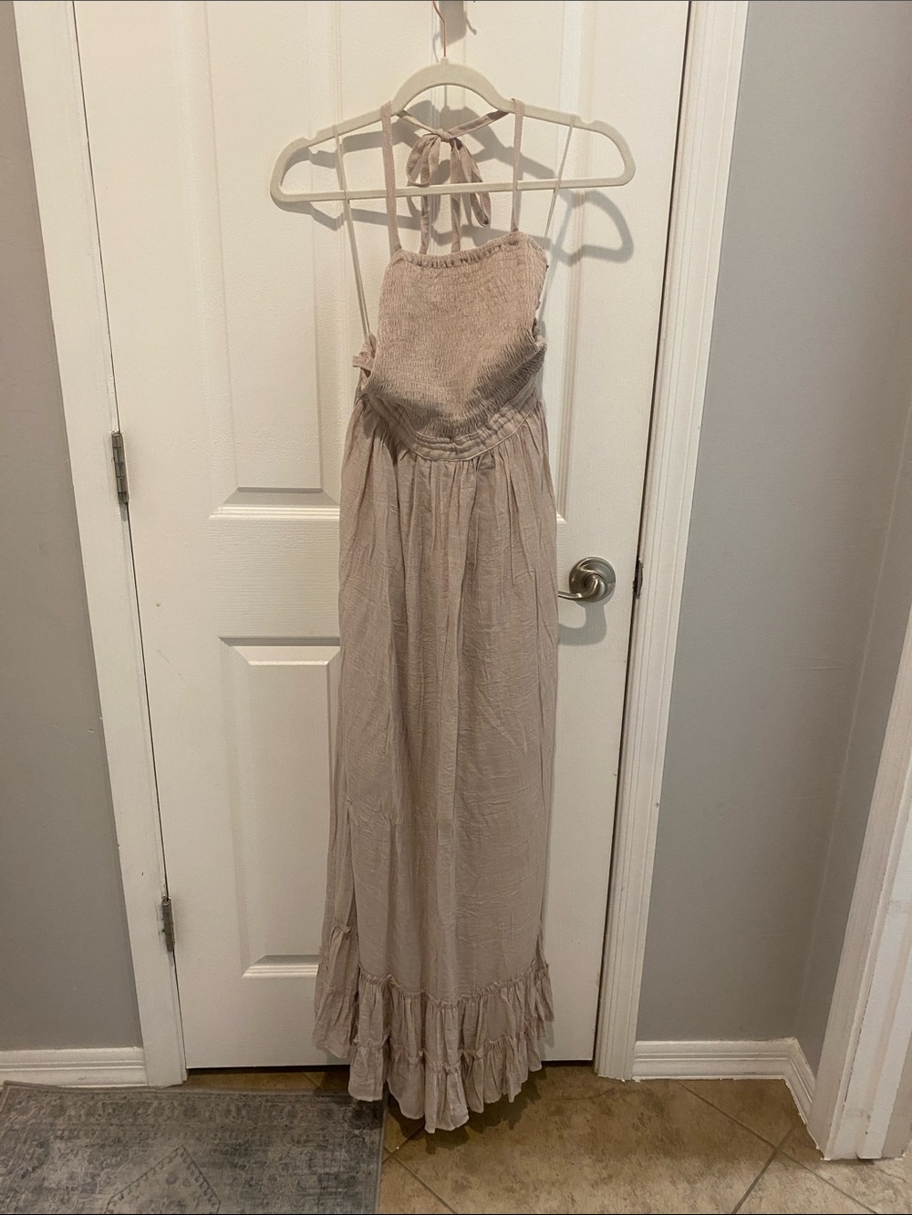 Wishlist Apparel Light Taupe Halter Maxi Dress - Neutral Beige Size L